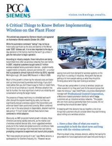 Whitepaper - 6 Critical things to know before implementing wireless on the plantfloor