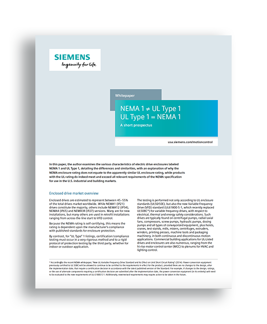 Whitepaper: New UL Type 1 vs NEMA 1 enclosure ratings